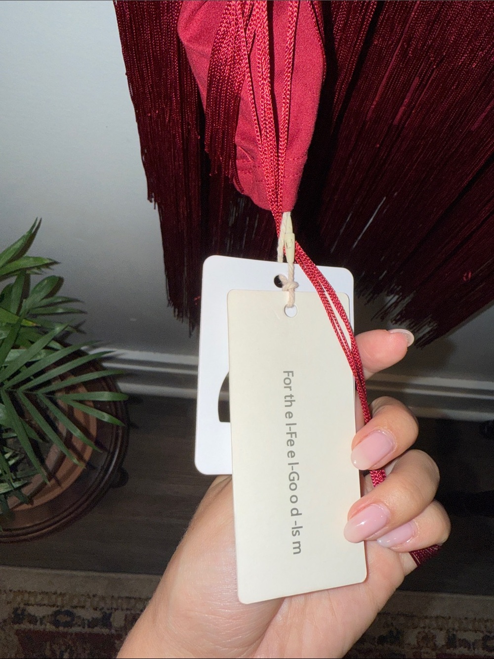 Commense Red Fringe Mini Slip Dress - Picture 4 of 5